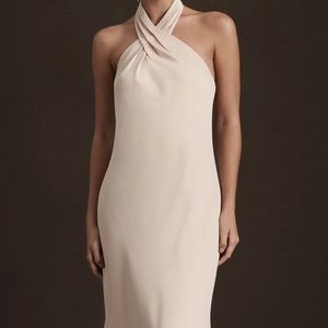 BHLDN Ruby Satin Charmeuse Dress- color oyster (STAIN- see photo)